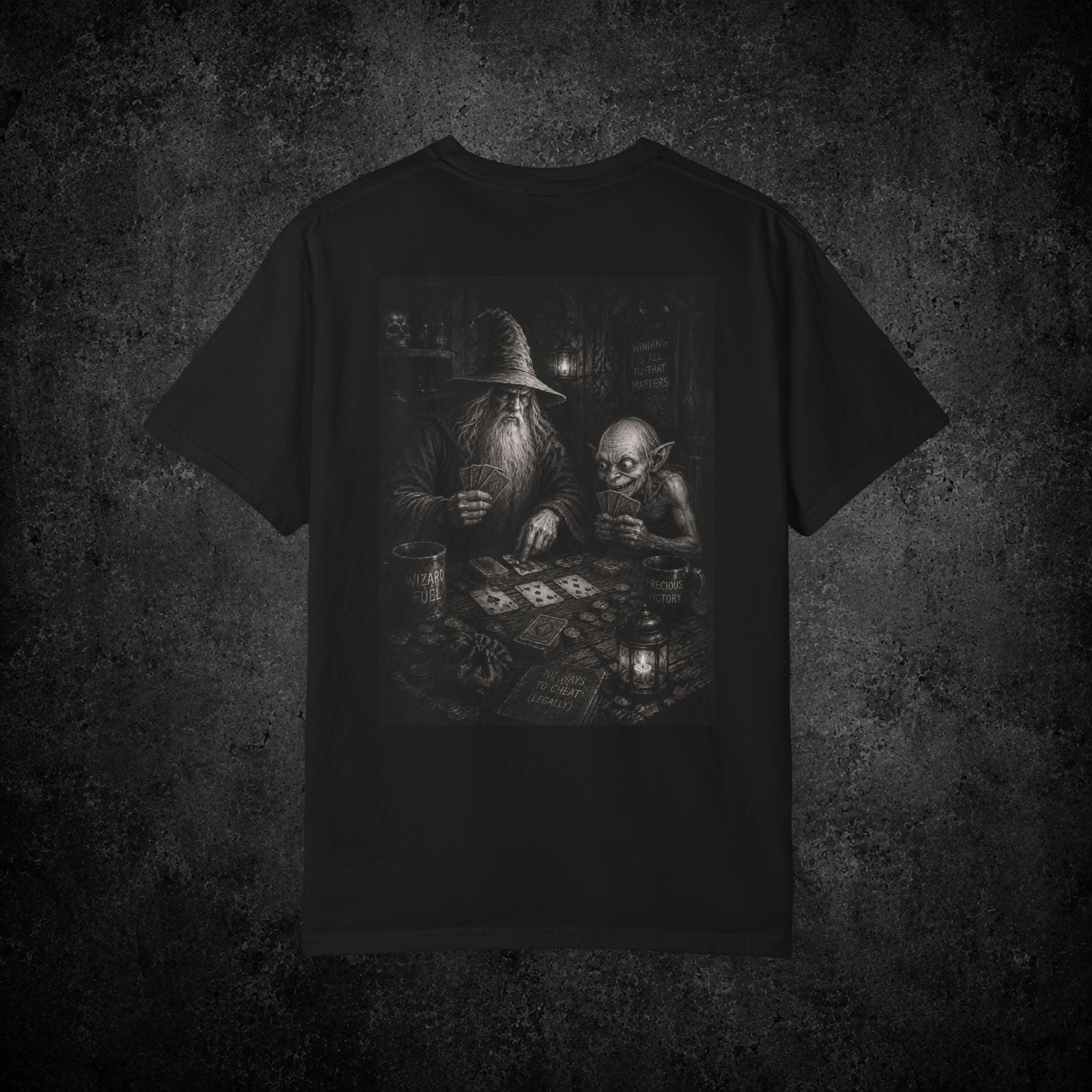 Wizard and Goblin Card Game Shirt, Dark Fantasy Graphic Tee, Gothic Medieval Humor T-Shirt, Fantasy Gamer Gift