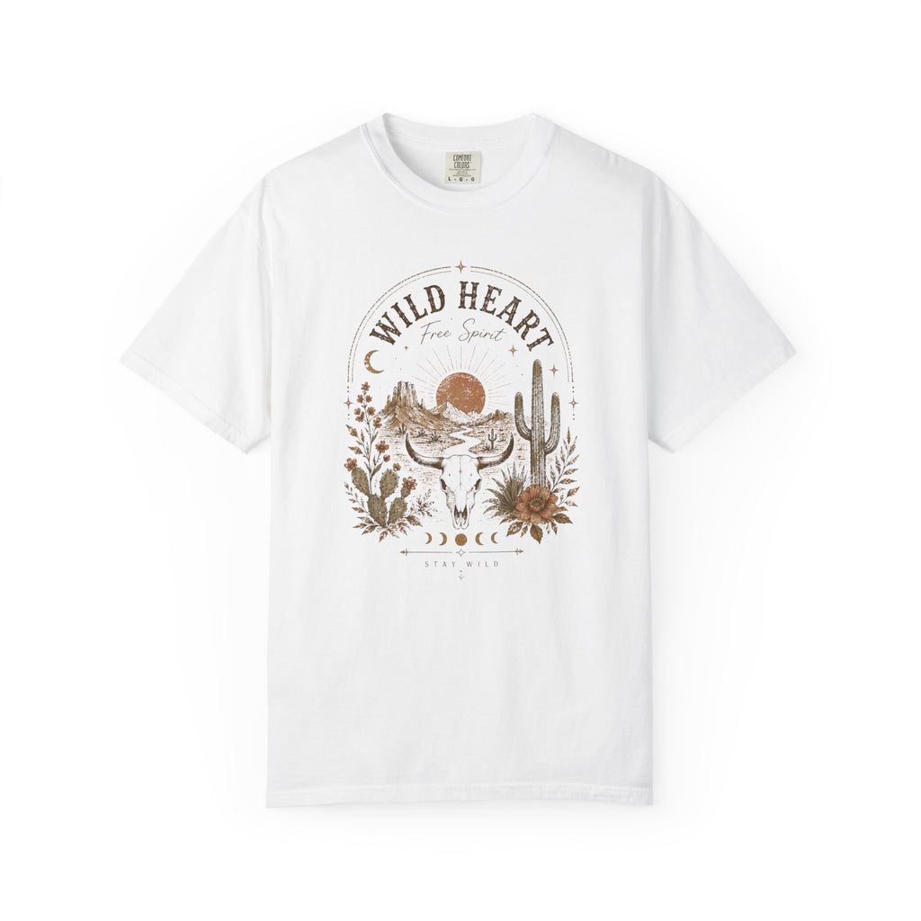 Wild Heart Desert Skull T-shirt | Southwestern Cactus Moon Graphic