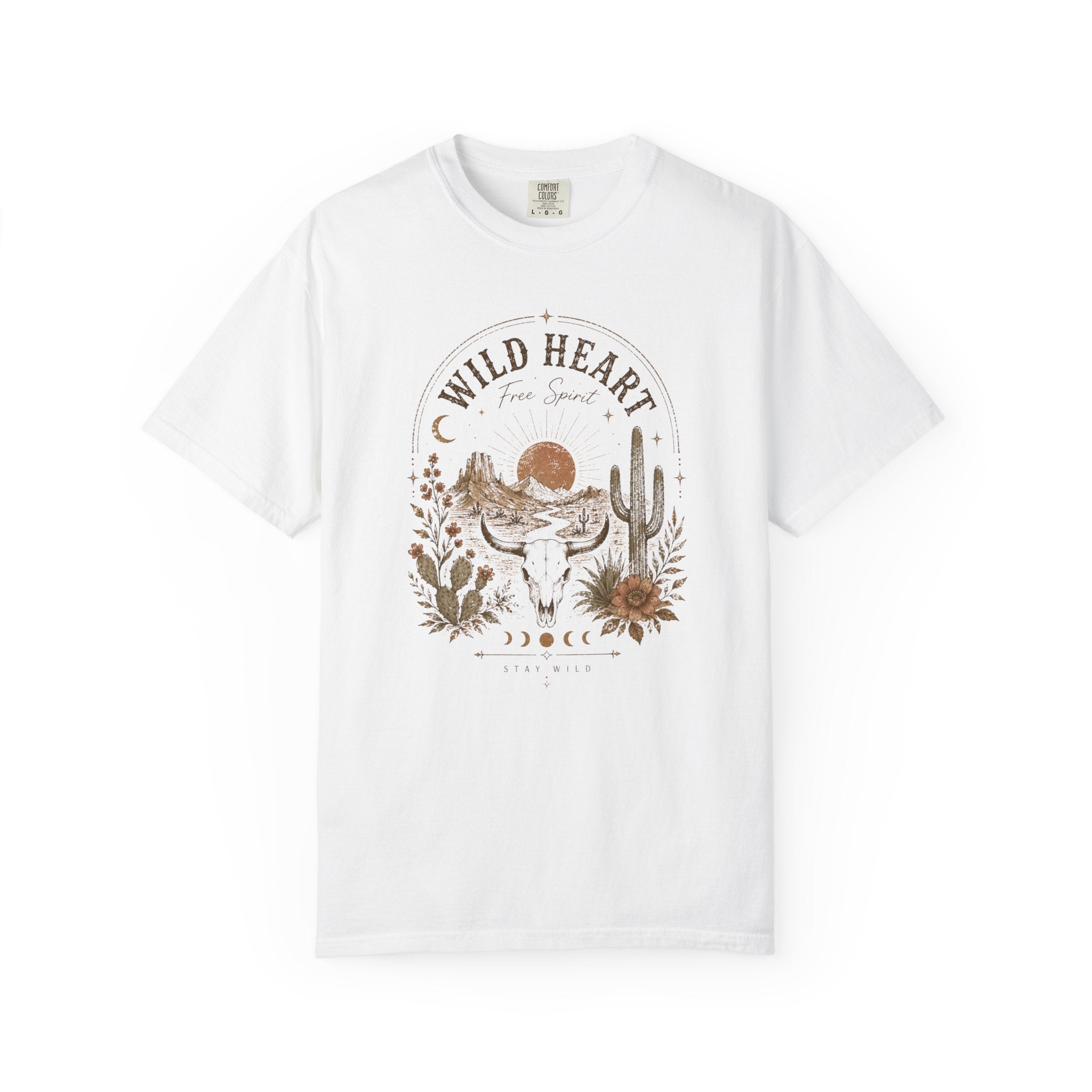 Wild Heart Desert Skull T-shirt | Southwestern Cactus Moon Graphic