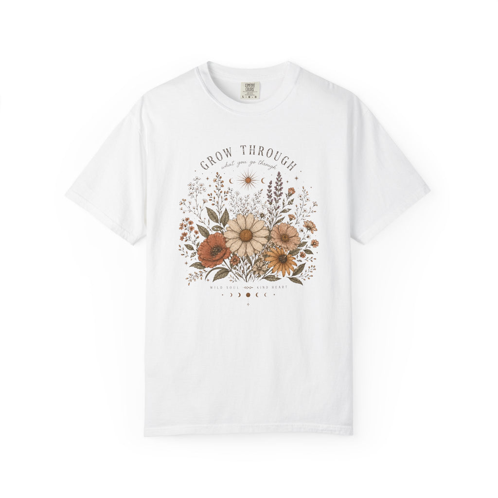 Grow Through Floral Bouquet T-shirt | Vintage Wildflower Illustration