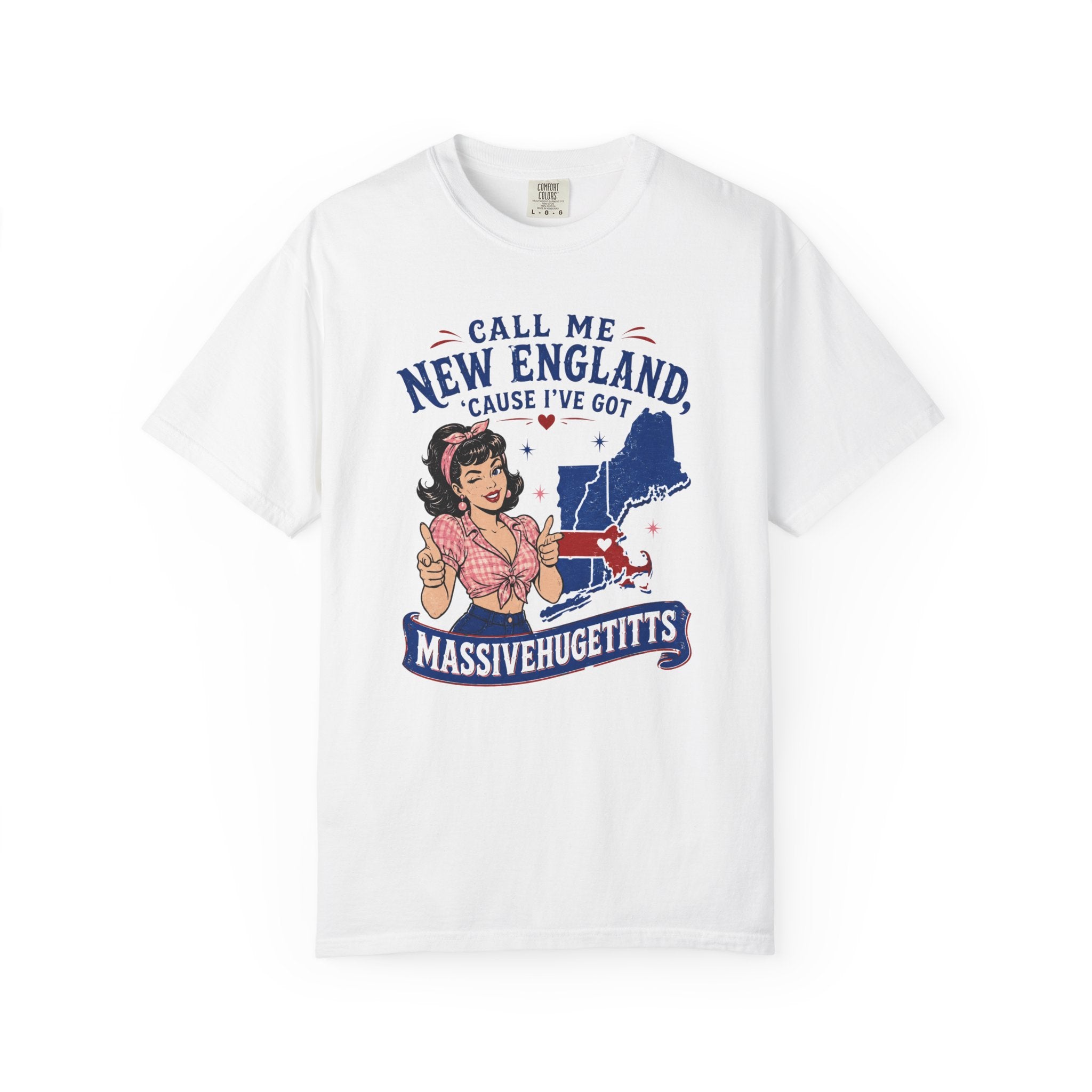 Call Me New England T-shirt | Pinup Girl, Massachusetts State Graphic