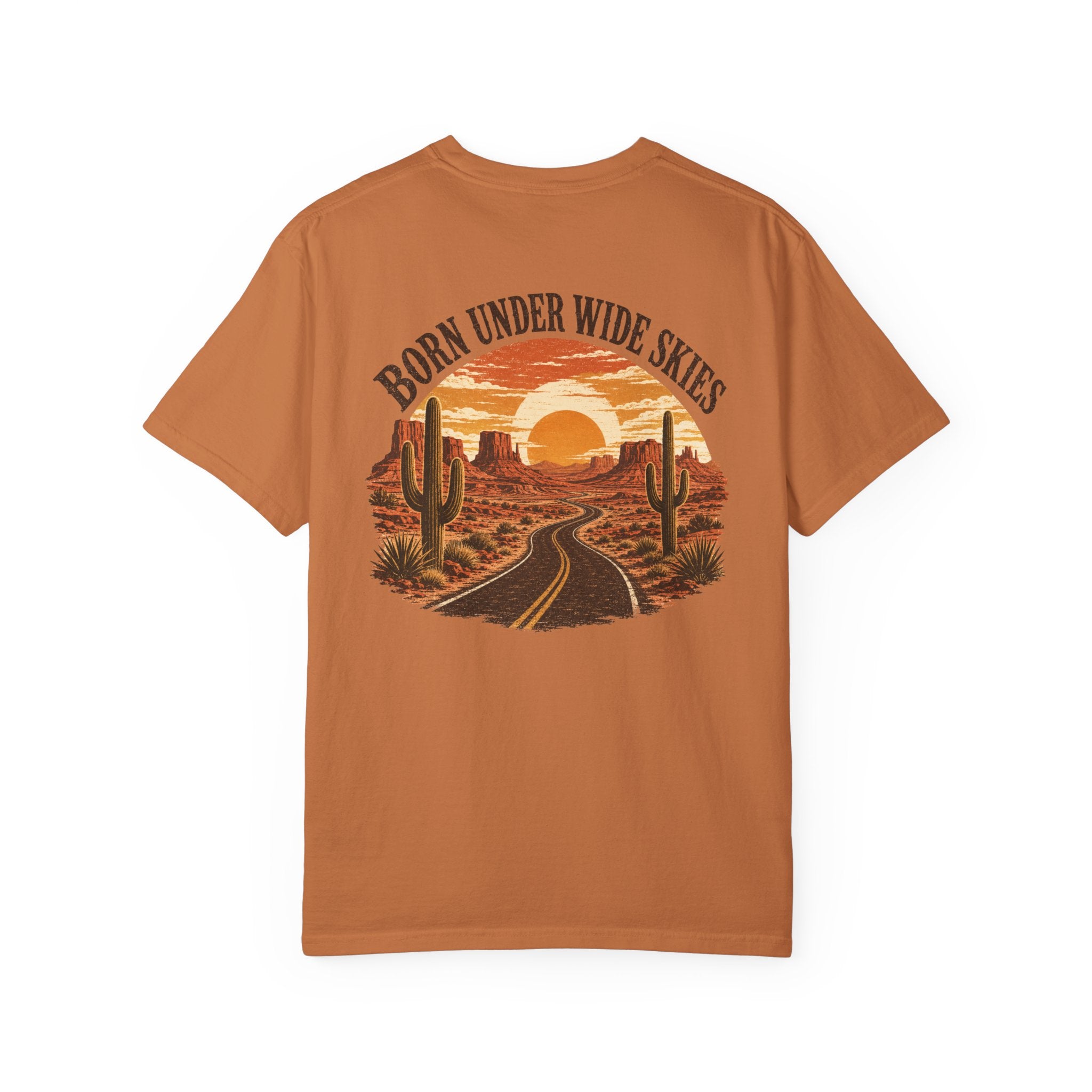 Vintage Desert Graphic Tee, Southwest Road Trip Shirt, Cactus Sunset Back Print, Comfort Colors Tee