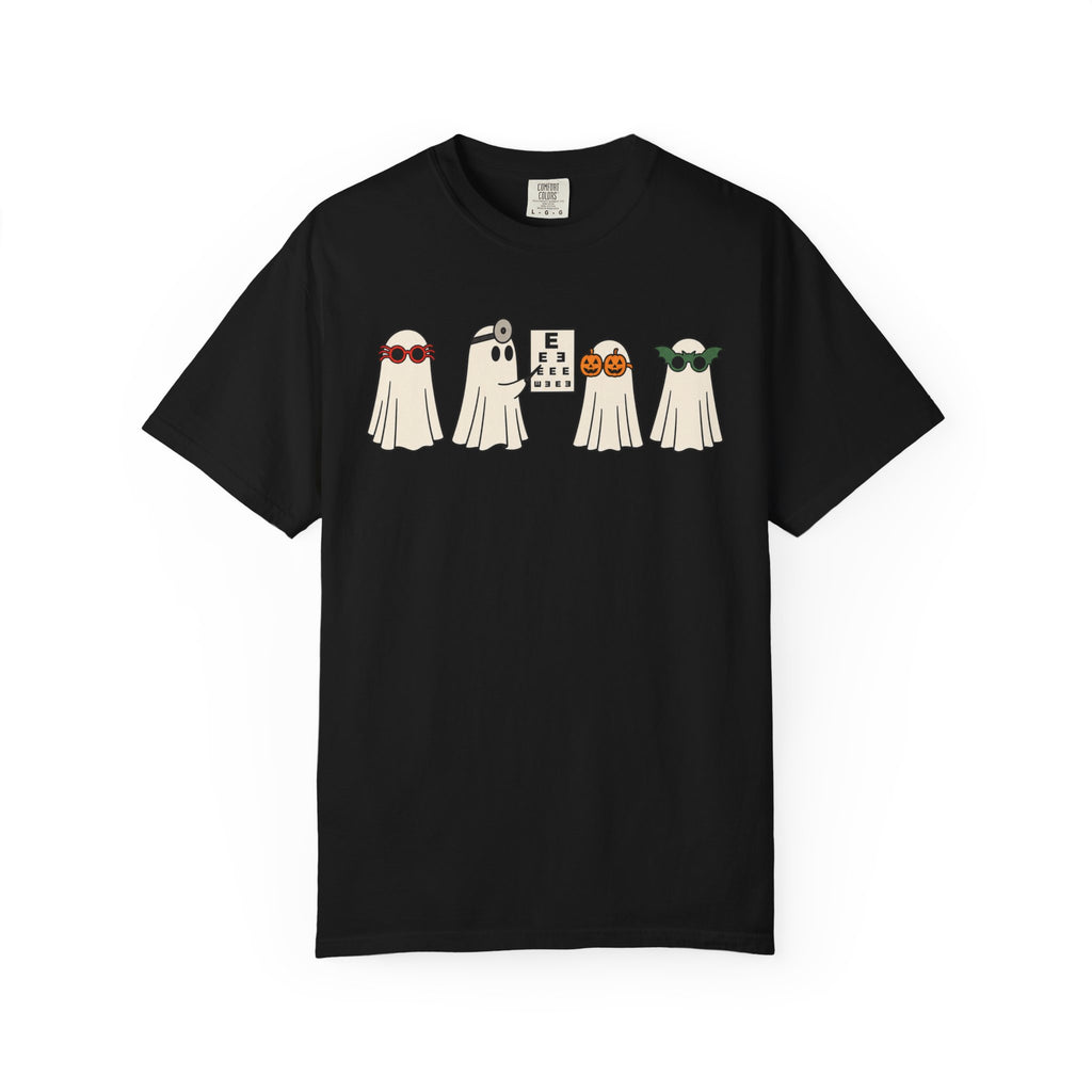 Optometrist Ghost Halloween T-Shirt, Funny Eye Doctor Gift, Spooky Vision Center Graphic Tee