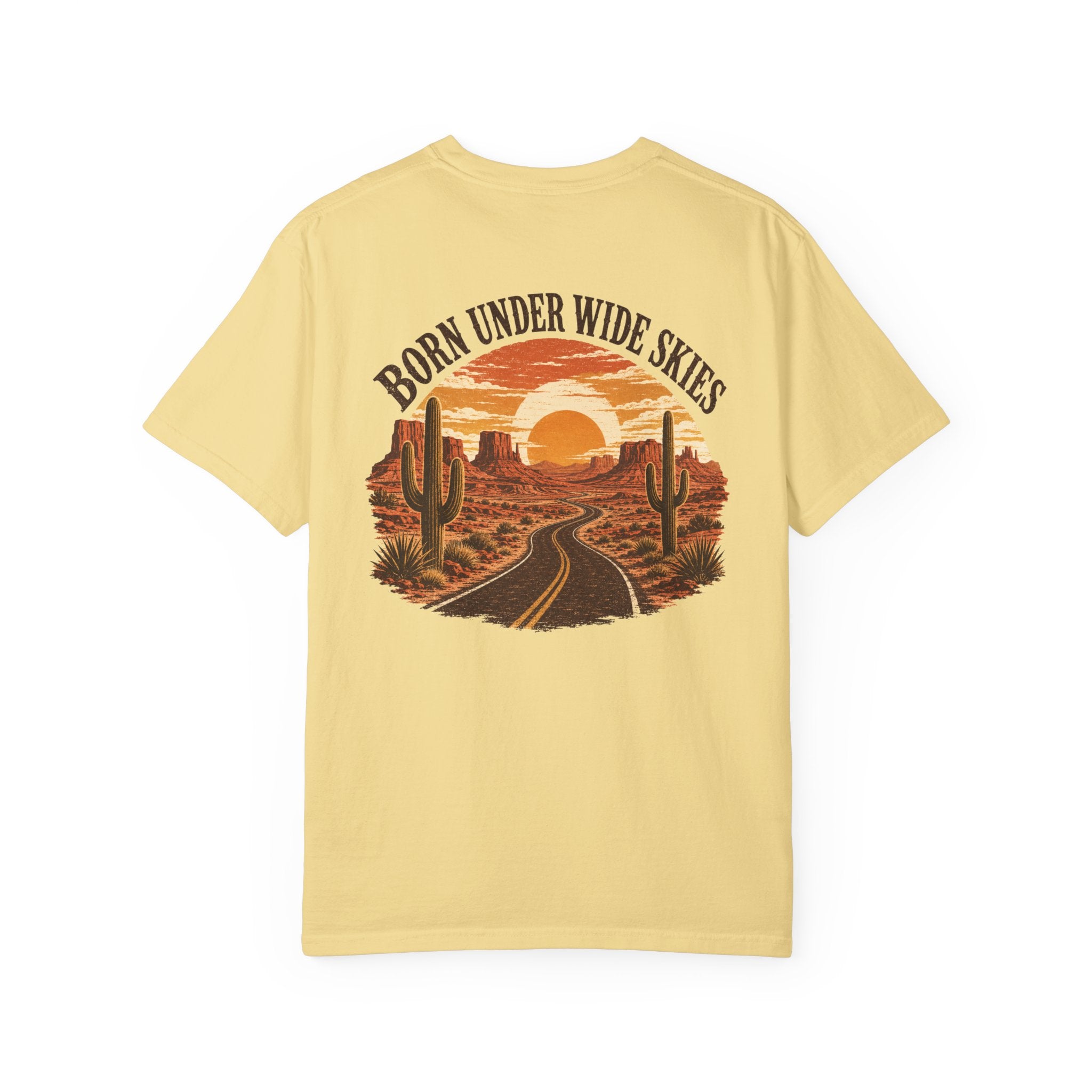 Vintage Desert Graphic Tee, Southwest Road Trip Shirt, Cactus Sunset Back Print, Comfort Colors Tee