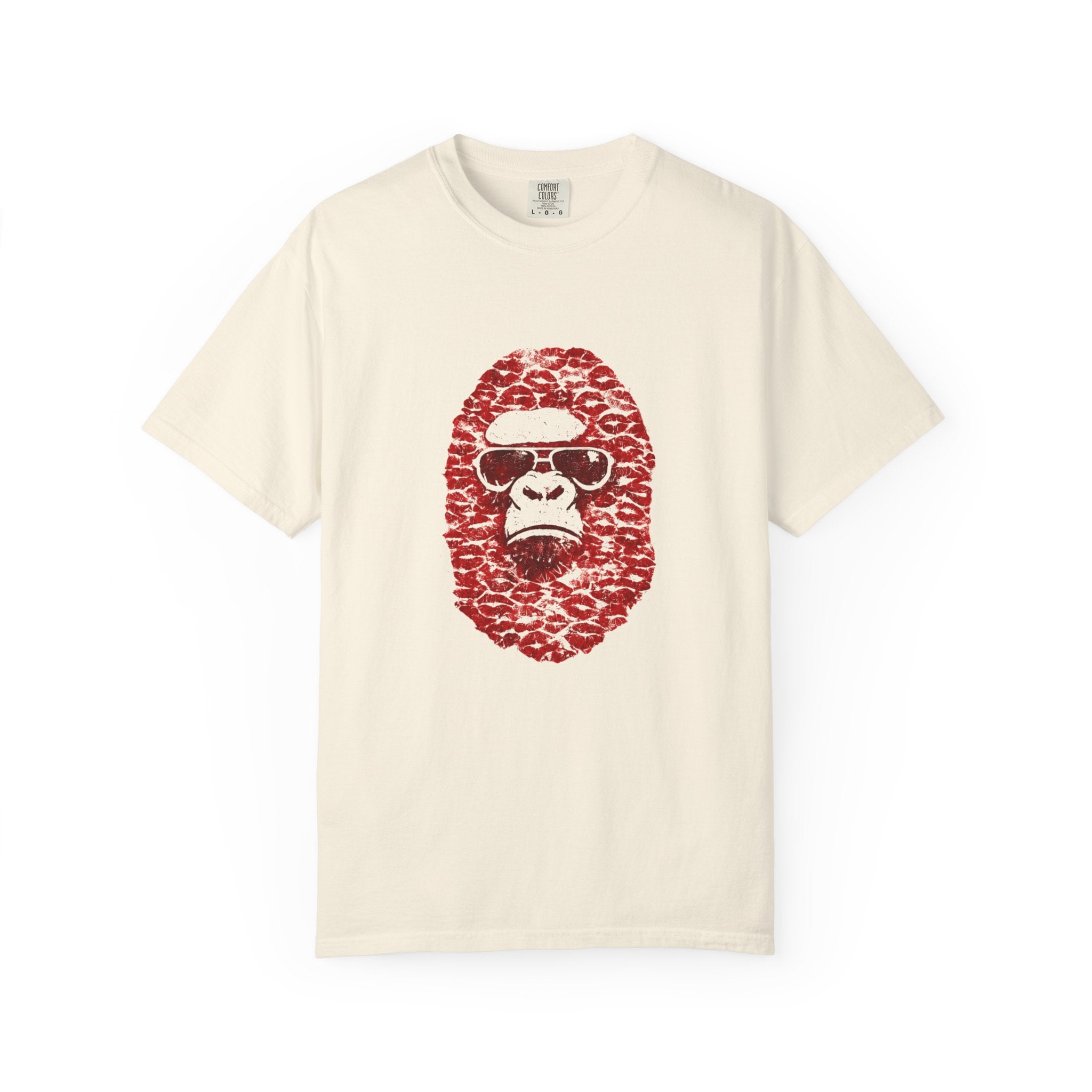 Red Leopard Gorilla Face T-Shirt | Ape Illustration, Sunglasses Graphic