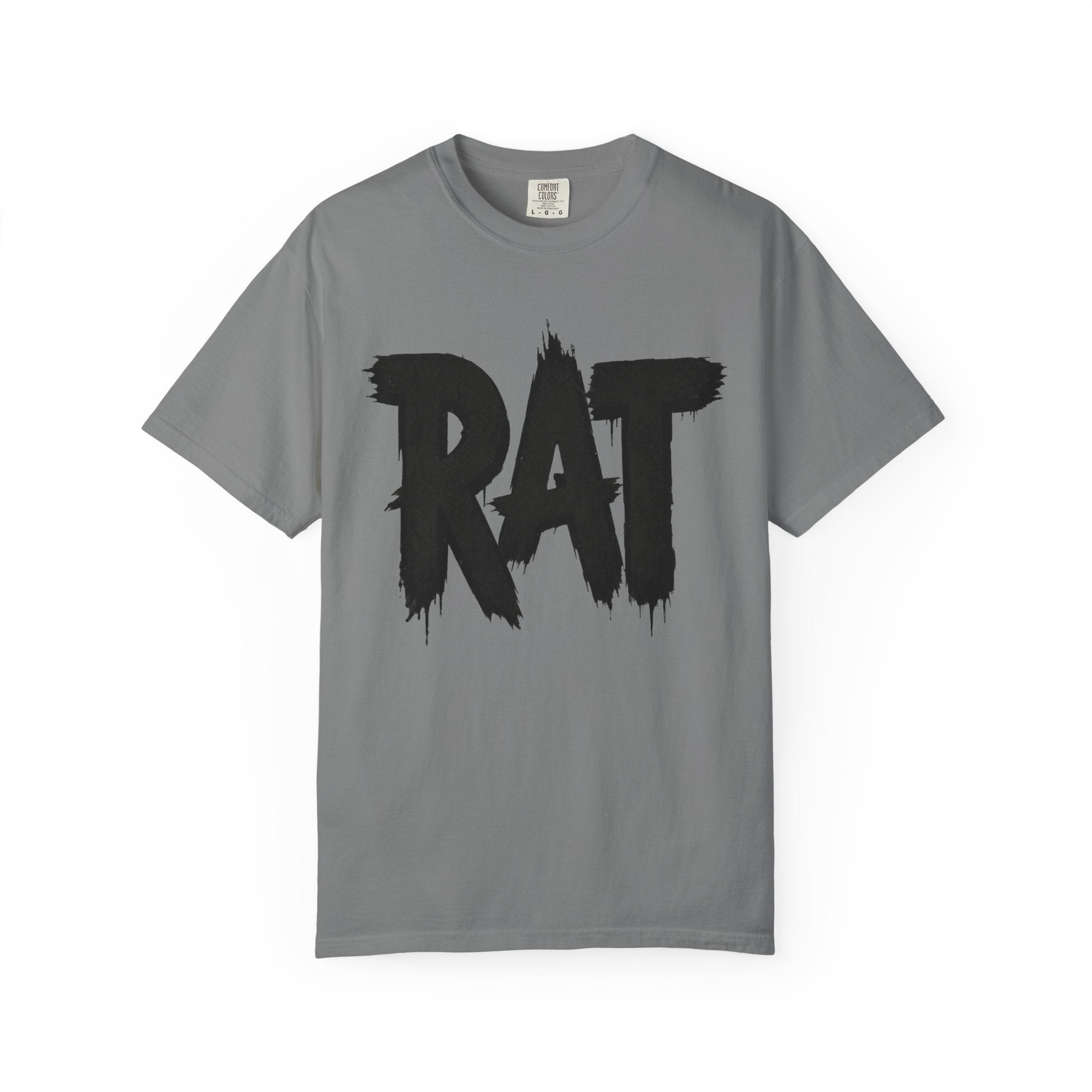 Rat City Graphic T-Shirt, Grunge Streetwear Tee, Bold RAT Text Shirt | Grunge brush lettering tee