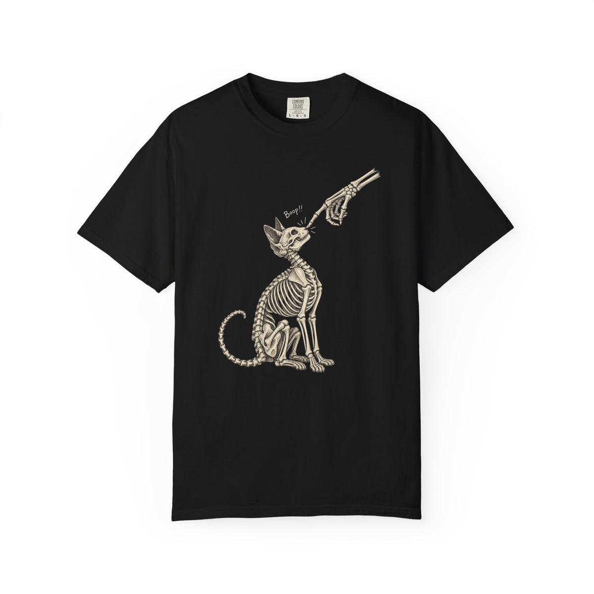 Skeleton Hand Cat Boop T-Shirt, Funny Halloween Cat Gift, Spooky Kitty Graphic Tee