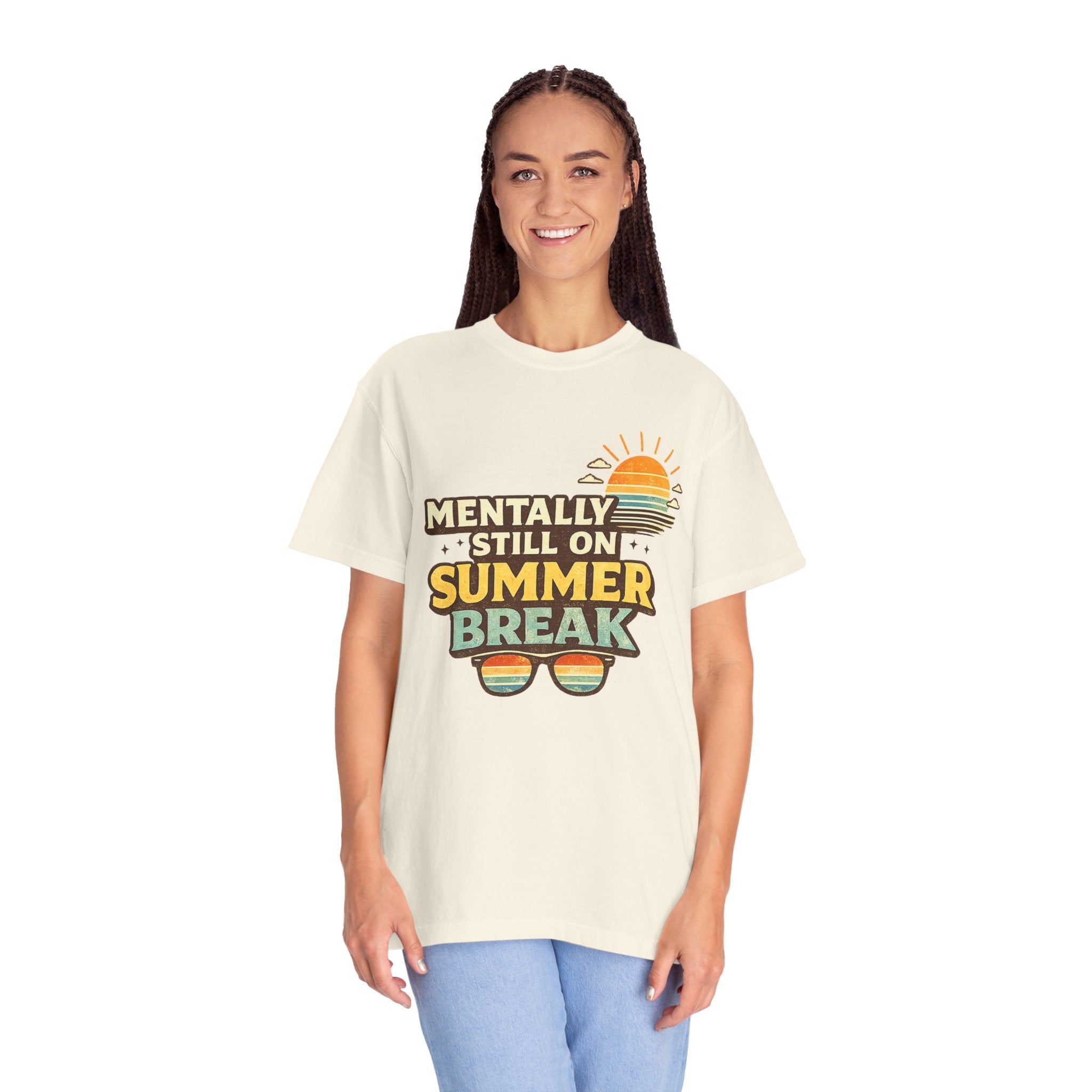 Mentally Still on Summer Break T-shirt | Retro Sun Sunglasses
