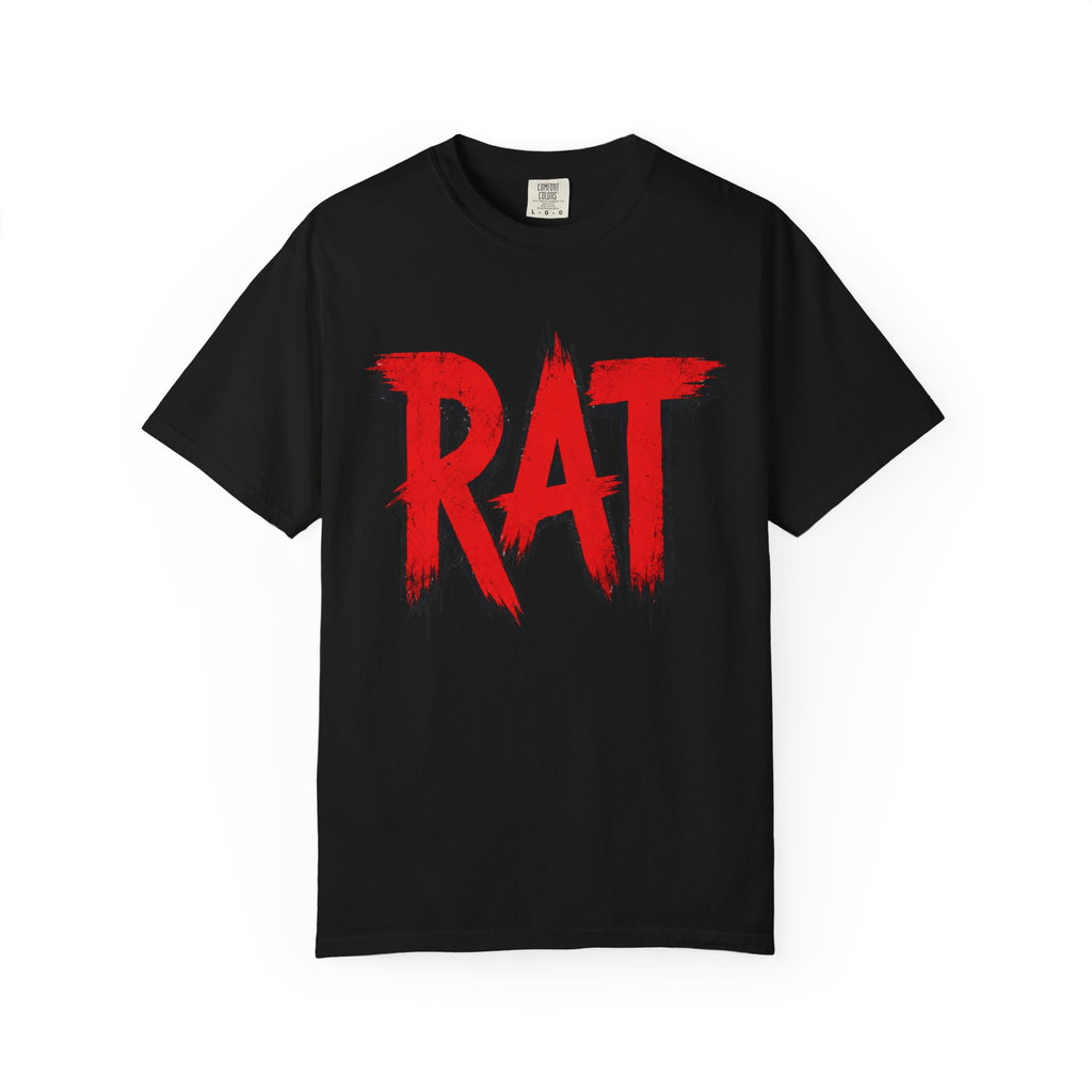 Rat City Graphic T-Shirt, Grunge Streetwear Tee, Bold RAT Text Shirt | Grunge brush lettering tee