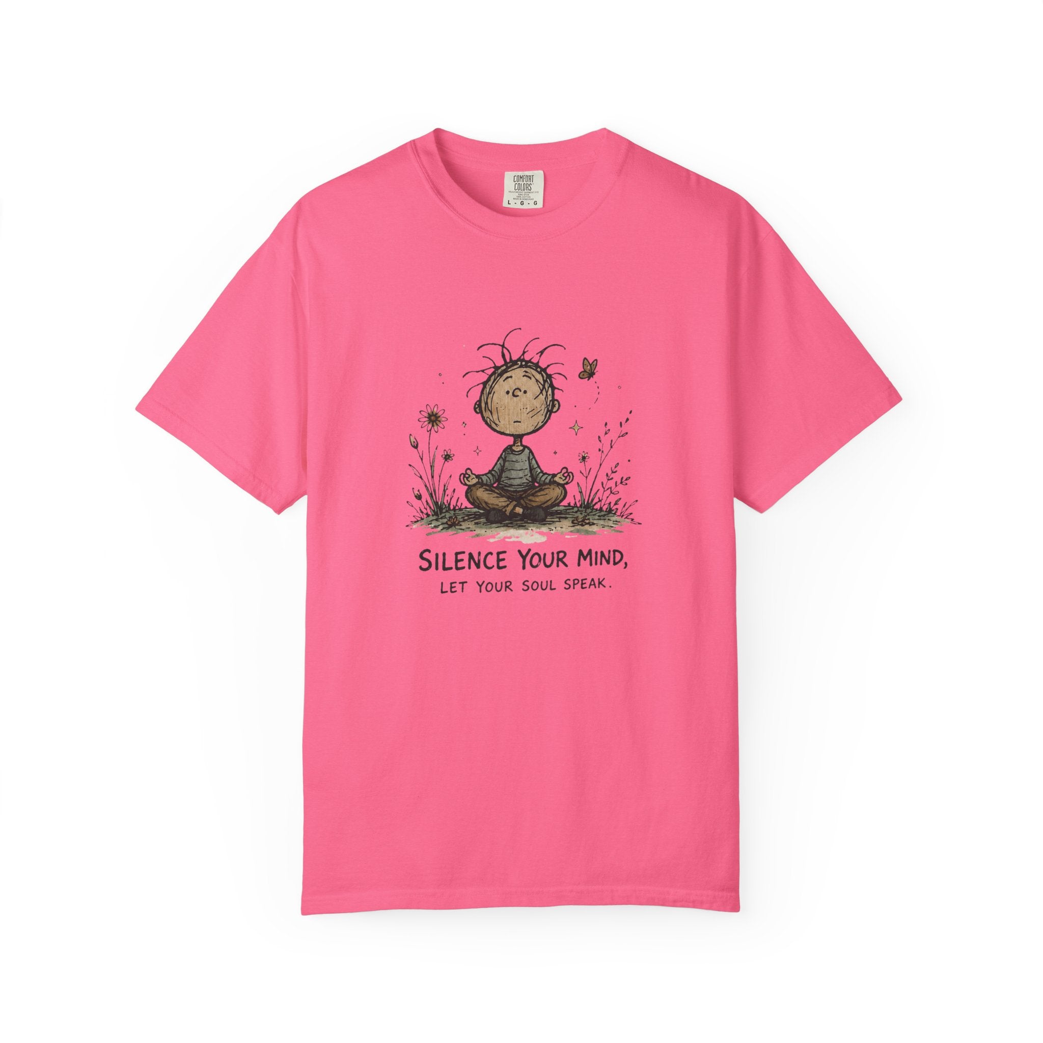 Silence Your Mind meditating child illustration T-Shirt | Let Your Soul Speak