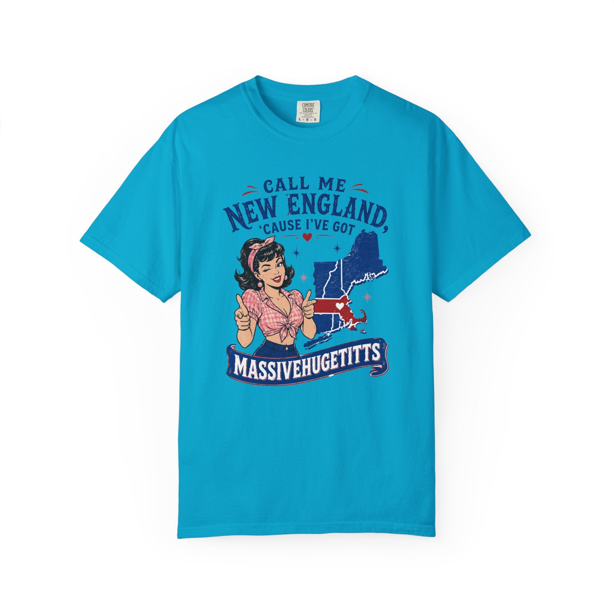 Call Me New England T-shirt | Pinup Girl, Massachusetts State Graphic