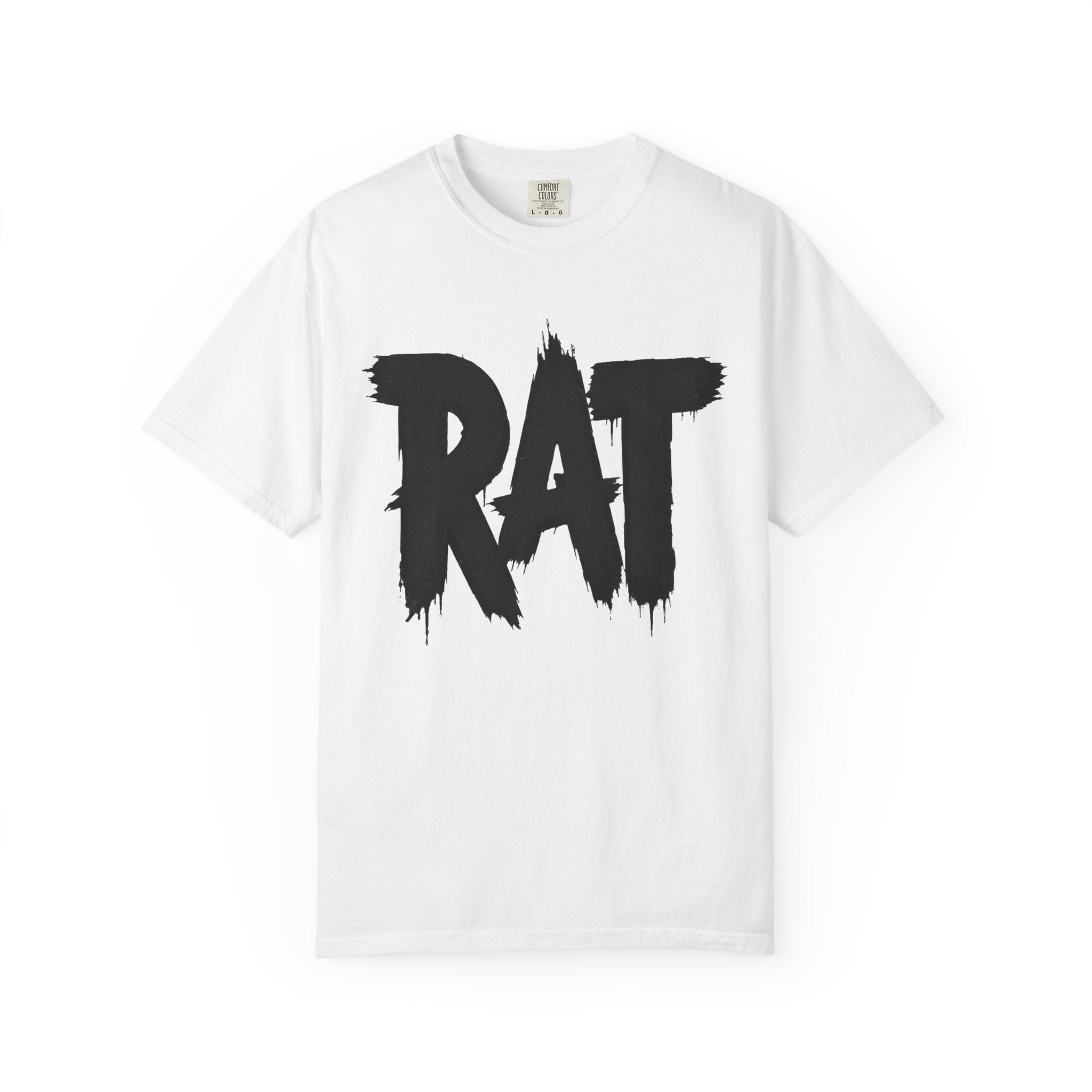 Rat City Graphic T-Shirt, Grunge Streetwear Tee, Bold RAT Text Shirt | Grunge brush lettering tee
