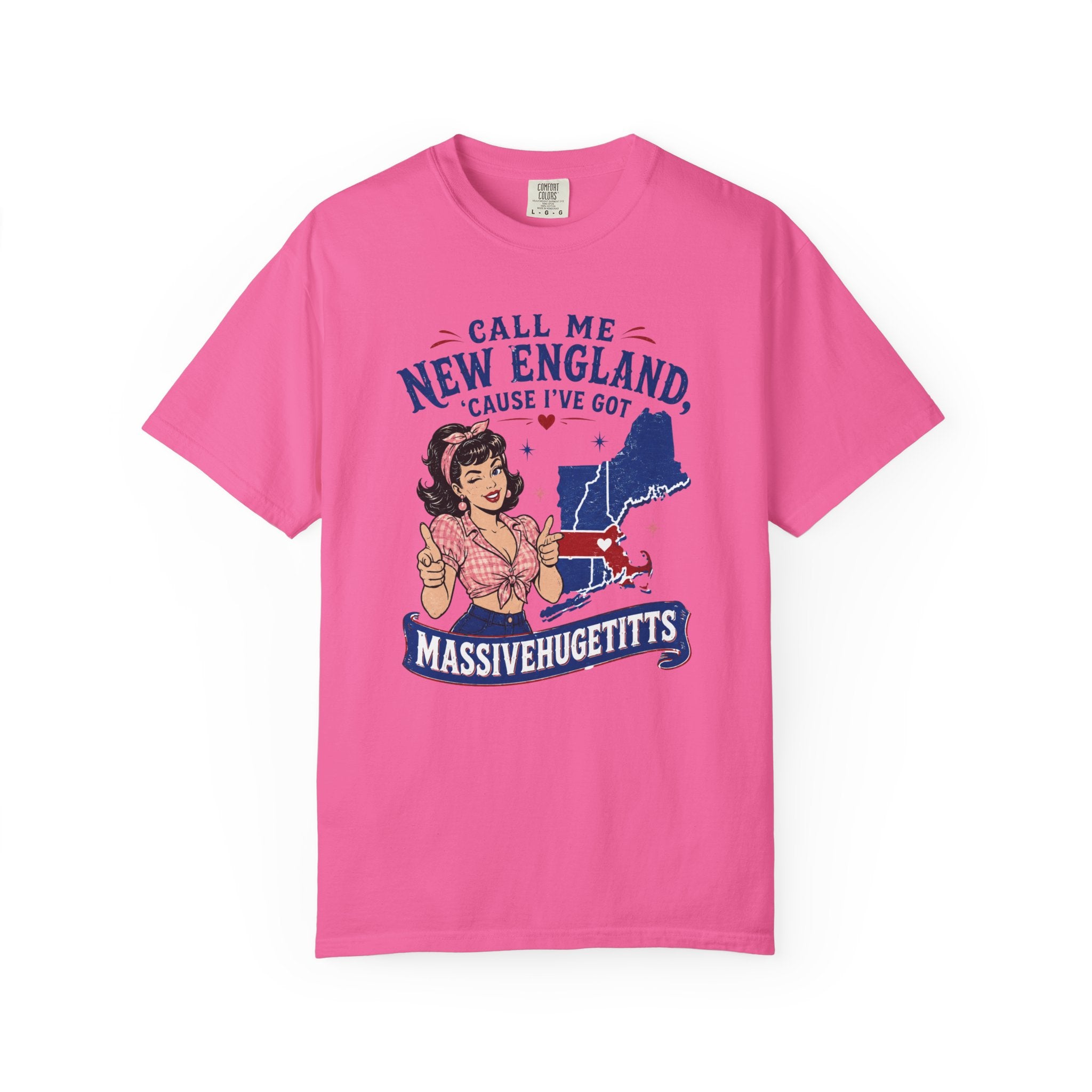 Call Me New England T-shirt | Pinup Girl, Massachusetts State Graphic