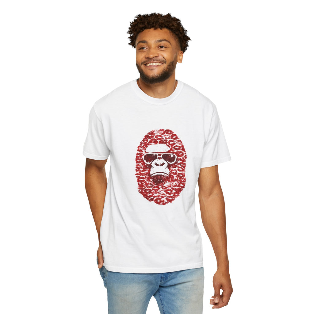 Red Leopard Gorilla Face T-Shirt | Ape Illustration, Sunglasses Graphic