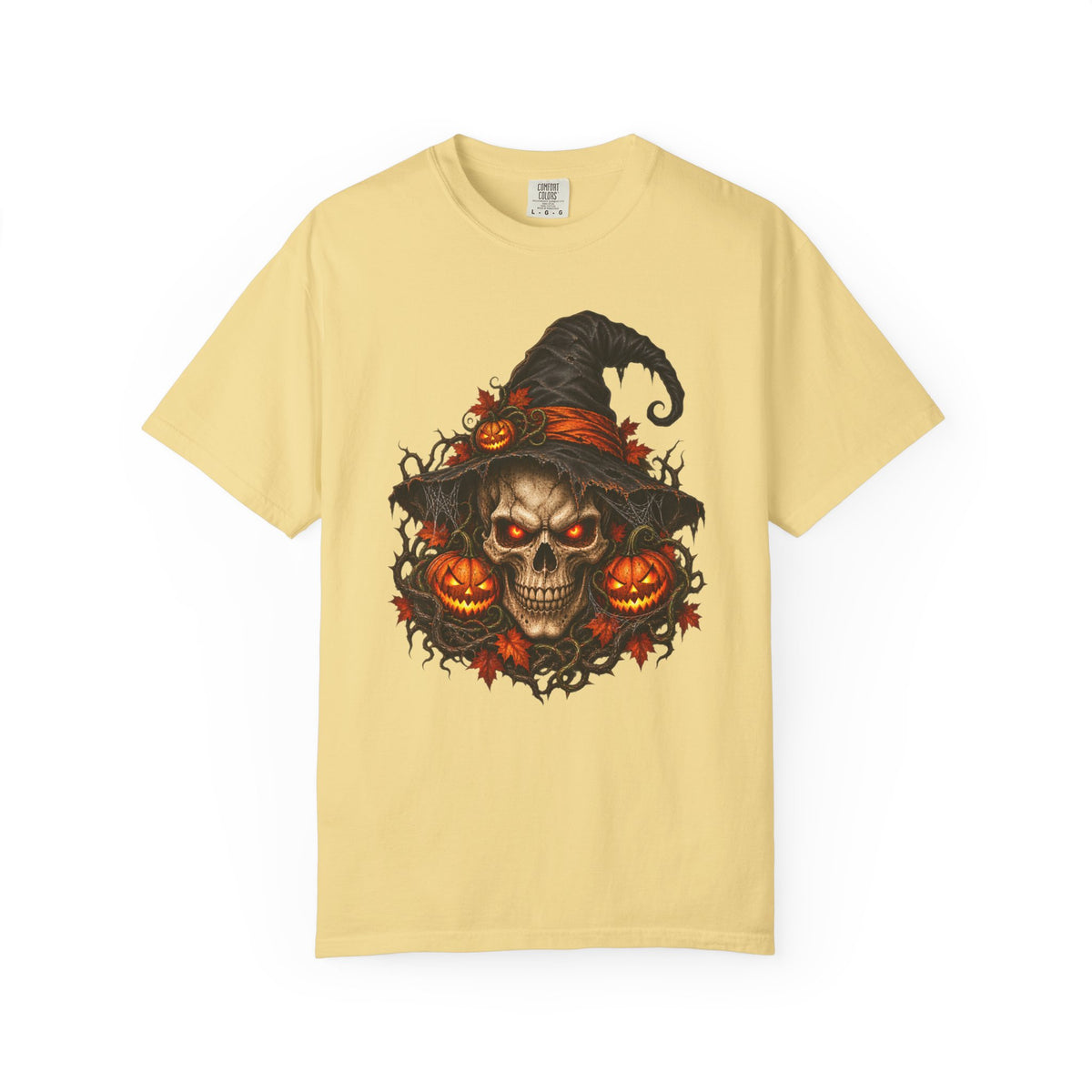 alloween Skull T-Shirt, Witch Hat Pumpkin Design, Spooky Gothic Horror Gift