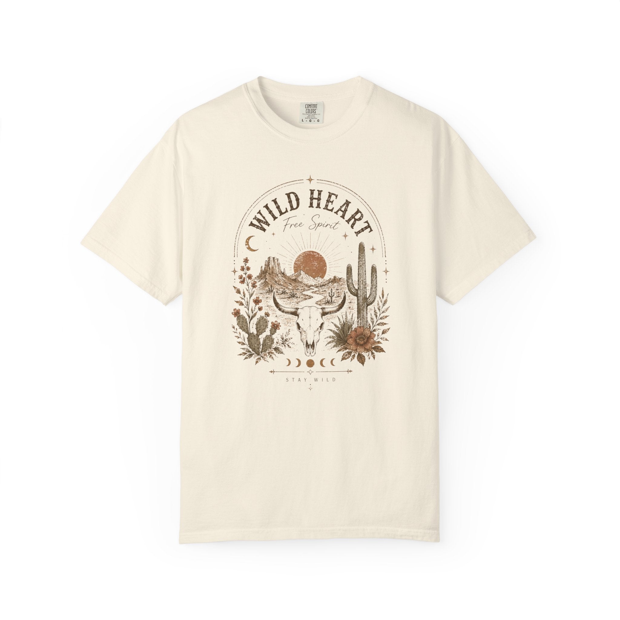 Wild Heart Desert Skull T-shirt | Southwestern Cactus Moon Graphic