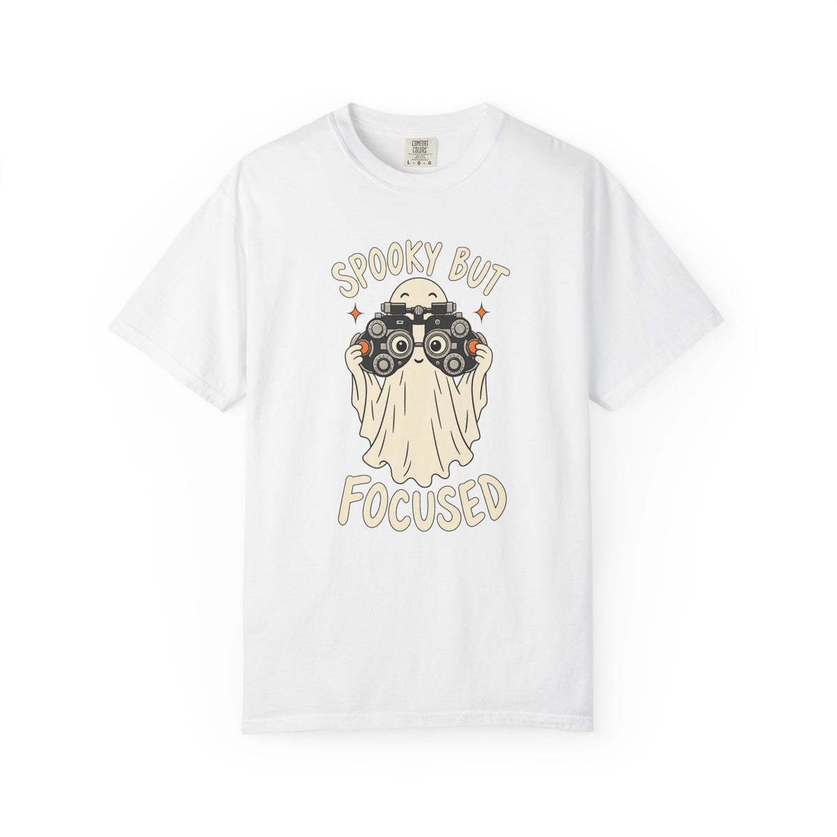Optometrist Halloween T-Shirt, Spooky But Focused Ghost, Funny Eye Doctor Gift