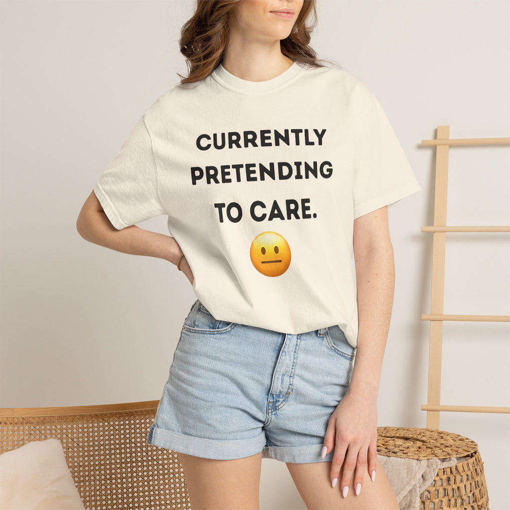 Currently Pretending to Care emoji T-Shirt | Funny Sarcastic Tee