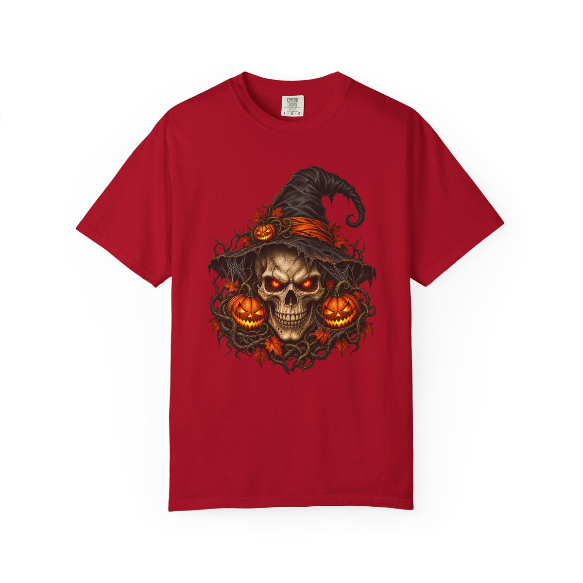 alloween Skull T-Shirt, Witch Hat Pumpkin Design, Spooky Gothic Horror Gift